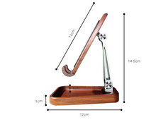 Black walnut solid wood phone holder can hold a tablet, portable folding desktop storage, universal support shelf