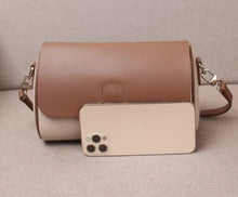 Color blocking autumn bag for women 2024 new fashionable and versatile leather small round bag, single shoulder crossbody bag, women's pillow bag