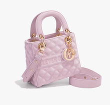 Official website Little C&K Pink Diamond Grid Daifei Bag for Girls' Birthday Gift 2024 New Light Luxury Handbag Crossbody Bag