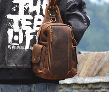 Original retro style new leather chest bag for men, crazy horse leather large capacity crossbody bag, personalized cowhide trendy bag