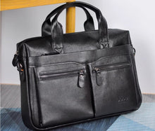 Leather men's bag, business handbag, briefcase, single shoulder crossbody bag, top layer cowhide computer bag, large capacity