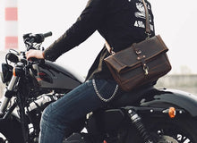 Harley motorcycle folding top layer cowhide shoulder bag, casual trend motorcycle men's crossbody bag, crazy horse leather motorcycle back
