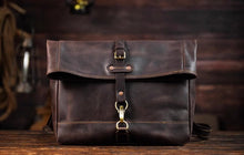 Harley motorcycle folding top layer cowhide shoulder bag, casual trend motorcycle men's crossbody bag, crazy horse leather motorcycle back