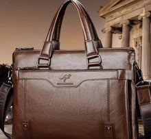 Binli Kangaroo Men's Handbag, Genuine Leather Crossbody Bag, Men's Business briefcase, Horizontal Leather Shoulder Casual Backpack