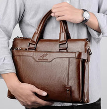 Binli Kangaroo Men's Handbag, Genuine Leather Crossbody Bag, Men's Business briefcase, Horizontal Leather Shoulder Casual Backpack