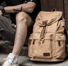 Retro men's canvas backpack, college student backpack, trendy casual large capacity travel bag, backpack, men's bag