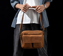 Slow Time Retro Handmade Crazy Horse Leather Crossbody Bag Men's Baotou Layer Leather Shoulder Bag Leather Backpack Casual Shoulder Bag