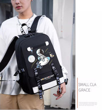 Password backpack anti-theft with lock for elementary school students in grades three to six, lightweight for men, night light for boys, backpack for junior high school students, trendy