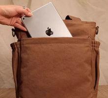 Postman bag, men's laptop bag, multifunctional briefcase, business shoulder bag, canvas crossbody, large capacity backpack