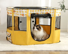 Pet Deduo Cat Delivery Room Closed Cat Nest Isolation Fence Dog Delivery Bed Cat Pregnancy Breeding Nest Fertility Box Foldable Yellow Medium