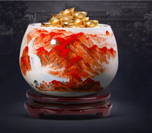 Jingdezhen ceramics are at the forefront of success, gathering treasure pots and ornaments, Chinese home decor, living room entrance, fish tank ornaments