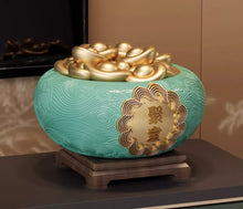 Treasure pot ornaments attract wealth, new Chinese style home decor, living room, office high-end decorations, entrance foyer ornaments