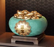 Treasure pot ornaments attract wealth, new Chinese style home decor, living room, office high-end decorations, entrance foyer ornaments