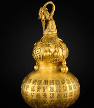 Copper Baifu gourd ornament, pure brass desktop, living room, office entrance, attracting wealth, receiving wealth, town residence, large decoration