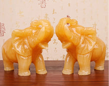 Natural Jade Elephant Ornament Living Room Wealth Attraction Stone Carving Rice Yellow Jade Elephant Ornament Pair Office Gift Decoration