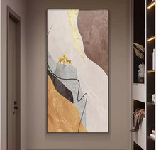 Wabi Sabi style orange living room decoration painting texture abstract sofa background wall mural modern minimalist foyer hanging painting