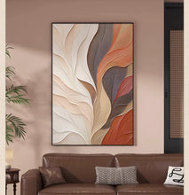 Wabi Sabi style orange living room decoration painting texture abstract sofa background wall mural modern minimalist foyer hanging painting