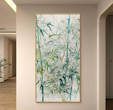 Bamboo newspapers, safe entrance paintings, decorative paintings, modern and simple bamboo shadow murals, high-end and atmospheric abstract art, living room hanging paintings
