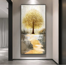 Dafen Village hand drawn oil painting, abstract and high-end feeling, entrance hall hanging painting, corridor corridor, wealth tree texture painting, mural painting