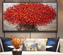 Living room, light luxury, simple, pure handmade, oil painting, sofa, background wall, mural, entrance decoration, finished product, hanging painting, attracting wealth tree