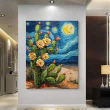 Van Gogh Starry Sky Cactus Flower Living Room Wall Decoration Painting Hand drawn Oil Painting World Famous Painting Entrance Hanging Painting Mural Painting