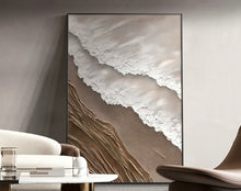 Wave pure hand-painted living room sofa background wall hanging painting abstract texture sense entrance decoration painting large floor mural