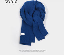 Aouu Lee Klein Blue Women's Solid Color Scarf with White Yarn Men's Scarf, Korean Spring and Autumn Winter Shawl Couple Style