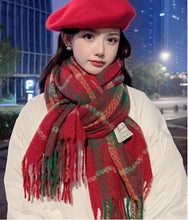 Official website Little C&K flagship store red Christmas style checkered scarf for winter 2024 new versatile warm scarf for women