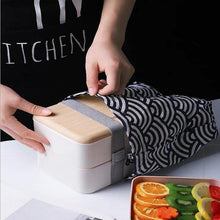 2 layers portable eco friendly wooden kids lunch box picnic japanese bento box with cutlery set