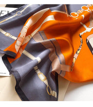 Wholesale fashion custom 53*53cm square hijab 100% pure silk scarf for women luxury designer hair wrap chain pattern bandanas