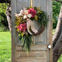 🎄Farmhouse pink hydrangea wreath - Rustic home decor
