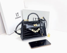 Girls' high-end handbag with crocodile pattern Kelly bag, mili second-generation genuine leather Kelly handbag, crossbody bag 2024