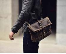 Harley motorcycle folding top layer cowhide shoulder bag, casual trend motorcycle men's crossbody bag, crazy horse leather motorcycle back