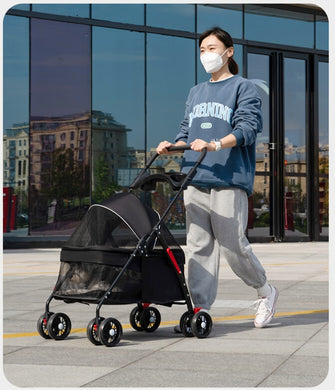 Spring Barniba Pet Cart Outdoor Puppy Cart Dog Walking Cart Small, Lightweight, Foldable Cat and Dog Special Small Puller Light Grey [Foldable] (Load capacity below 25 pounds)