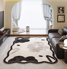 Thickened double-layer removable washable machine washable antique style carpet living room 2024 new non adhesive floor mat removable