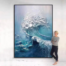 Dafen Village hand-painted texture oil painting, modern simplicity, light luxury, restaurant entrance, abstract decoration of waves, floor hanging painting