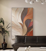 Wabi Sabi style orange living room decoration painting texture abstract sofa background wall mural modern minimalist foyer hanging painting