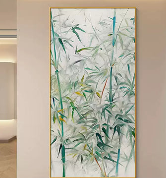 Bamboo newspapers, safe entrance paintings, decorative paintings, modern and simple bamboo shadow murals, high-end and atmospheric abstract art, living room hanging paintings