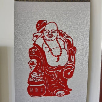 Intangible cultural heritage magnetic Paper Cuttings scroll, carrying, installing and replacing Paper Cuttings, convenient for original manual window decoration, Guanyin Maitreya Buddha