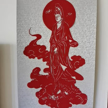 Intangible cultural heritage magnetic Paper Cuttings scroll, carrying, installing and replacing Paper Cuttings, convenient for original manual window decoration, Guanyin Maitreya Buddha