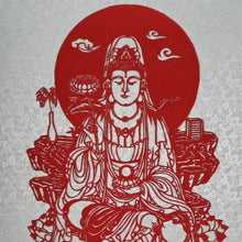 Intangible cultural heritage magnetic Paper Cuttings scroll, carrying, installing and replacing Paper Cuttings, convenient for original manual window decoration, Guanyin Maitreya Buddha