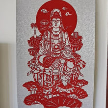 Intangible cultural heritage magnetic Paper Cuttings scroll, carrying, installing and replacing Paper Cuttings, convenient for original manual window decoration, Guanyin Maitreya Buddha