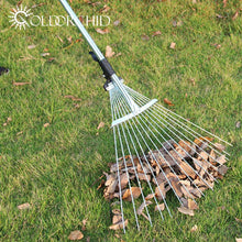 Wholesale 15 tines stainless steel rake lawn grass retractable garden leaf rakes