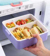 1.3L Square BPA free plastic food container portable microwavable safe student kids lunchbox divided bento box with bag lid