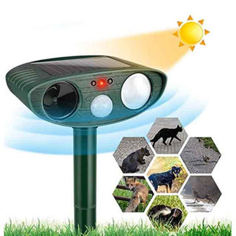 Solar outdoor animal repellent ultrasonic wave to drive rats, birds, insects and infrared flash