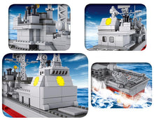sluban 0700 618Pcs Navy Ship Destroyer Military Model Bricks Warship Building Blocks Sets Educational Toys For Children