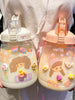 1200Ml Large Capacity Cute Bottle with Straw