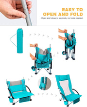 Beach Chair Lightweight Backpack Camp Mesh Back Sand Chairs High Back Low Seat Folding Metal Carton Customized Logo Modern 136kg