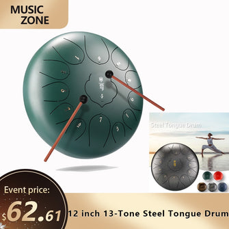 12 inch 13-Tone Steel Tongue Drum Mini Hand Pan Drums with Drumsticks Percussion Musical Instrument for relaxation yoga practice