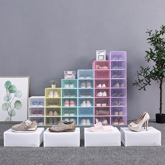 12pcs Shoe Box Set Multicolor Foldable Storage Plastic Clear Home